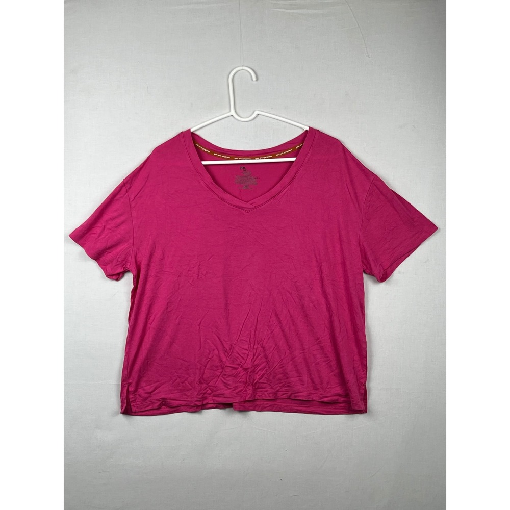 Joy V-Neck T-Shirt Womens XL Pink Short Sleeve Rayon Blend‎ JS3310769TC